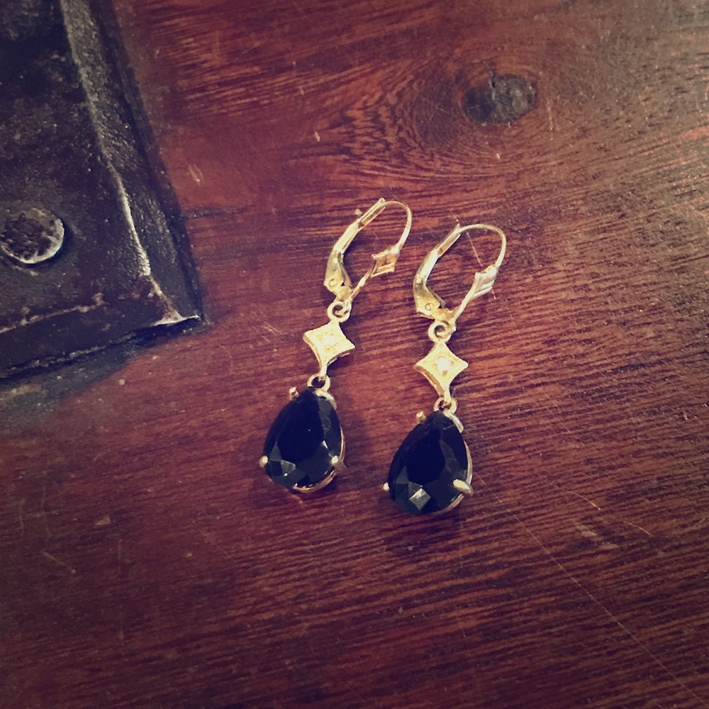 Black Onyx and Diamond Earrings